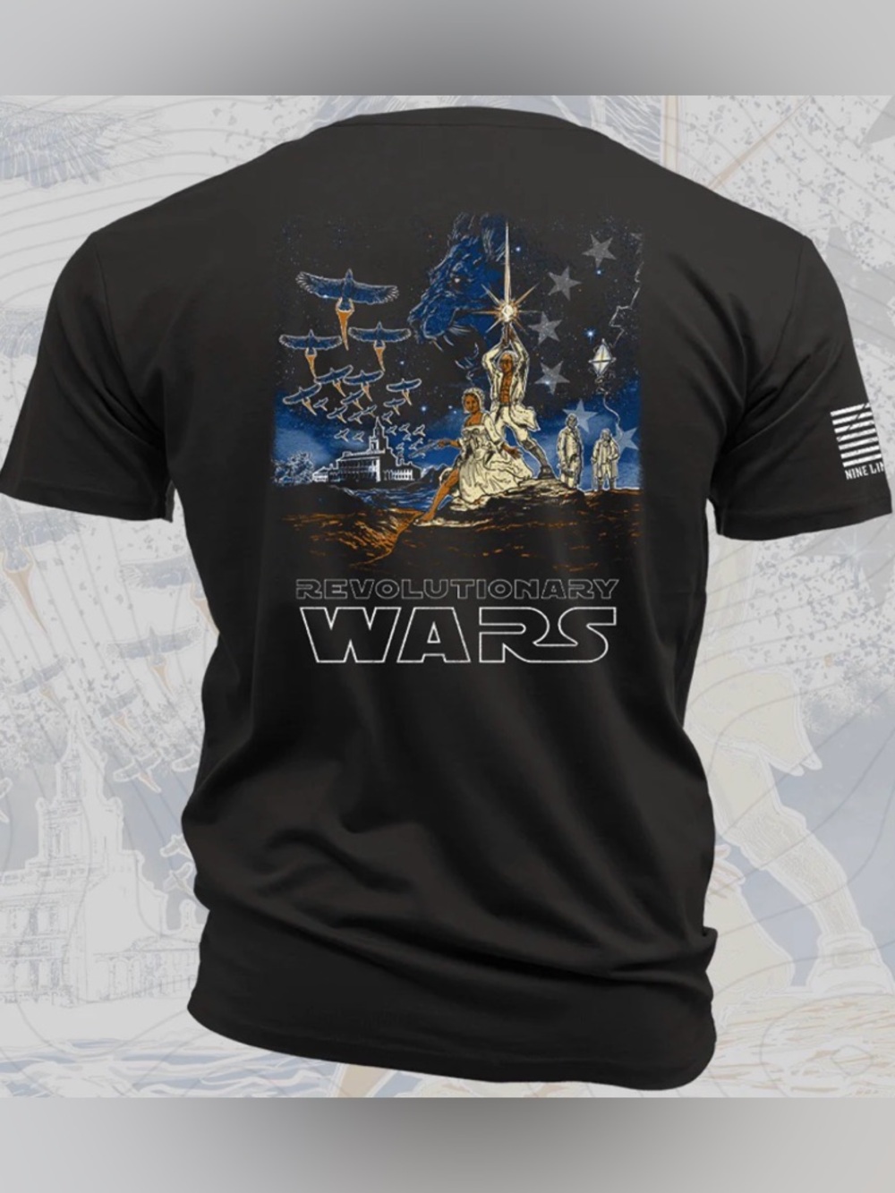 NWOT Nine Line Patriots Club Revolutionary Wars Heathered Gray T-shirt Size 2XL